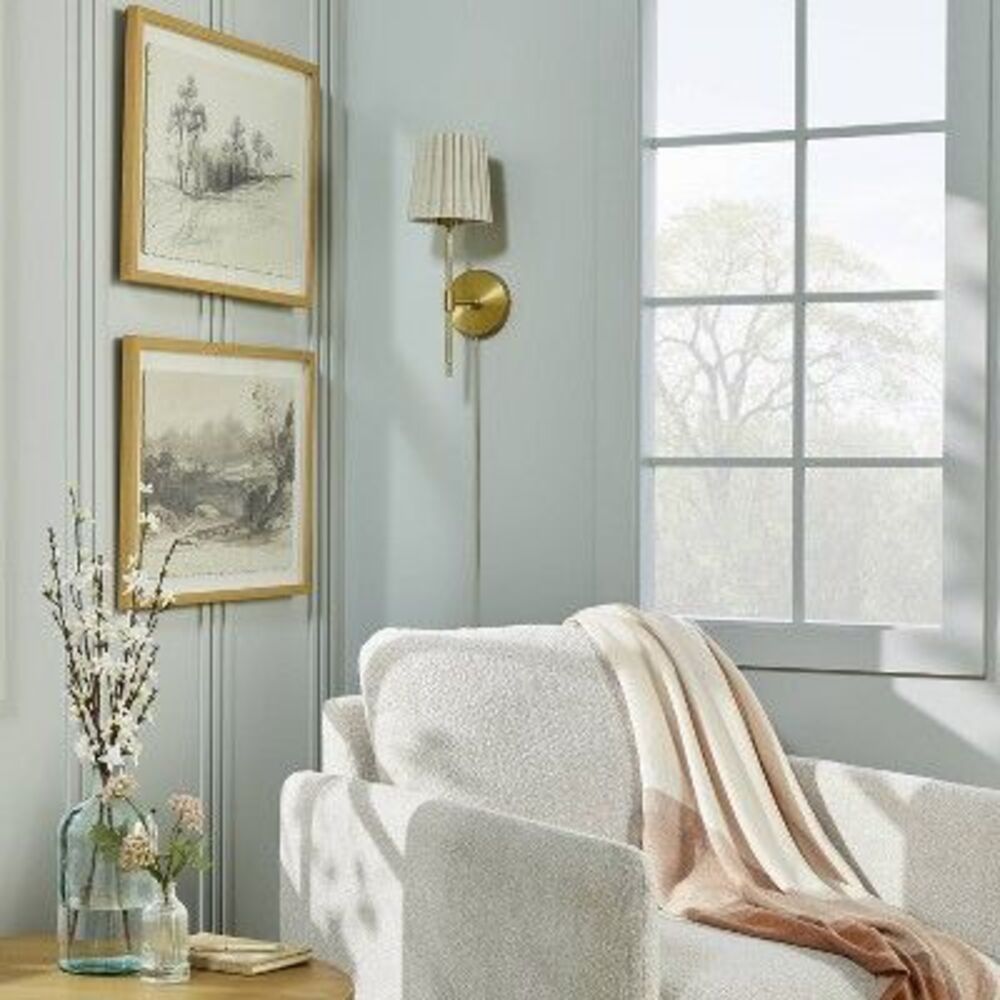 Pleated Shade Wall Sconce Brass/Oatmeal - Hearth & Brass - Picture 2 of 4